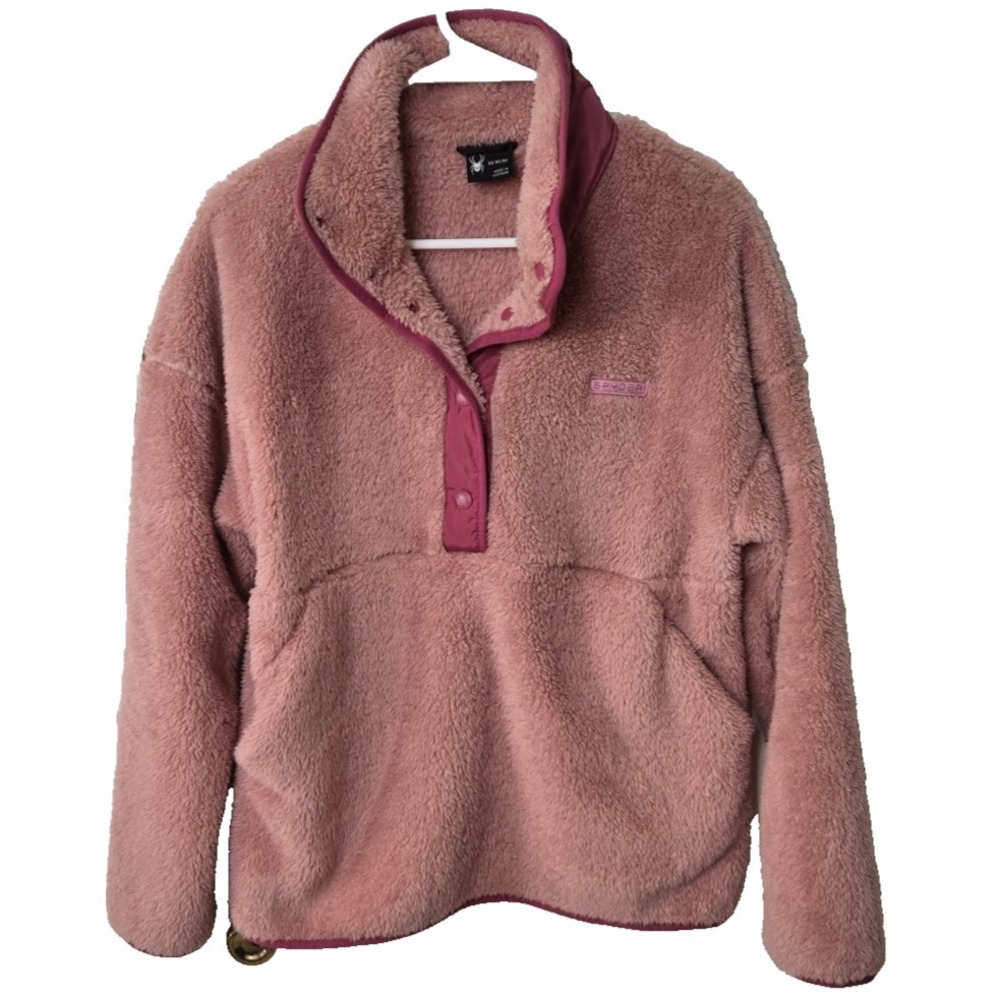 Spyder 1/4 Snap Up Sherpa Pullover Women's M Misty Rose‎  NWT